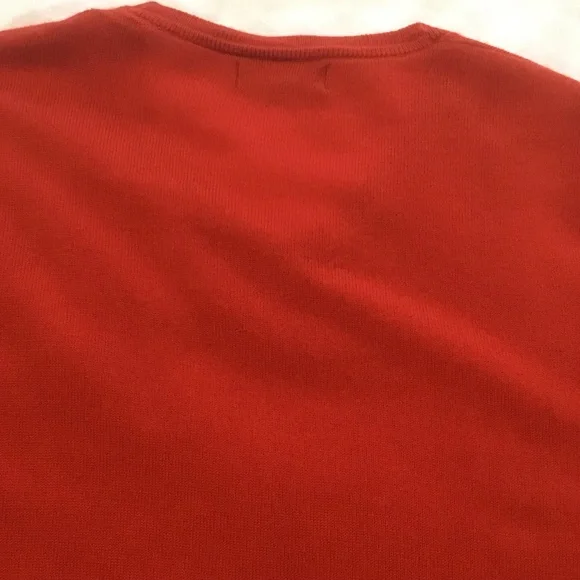 Banana Republic Factory Orangey Red Merino Wool V Neck Sweater, Size L - Picture 11 of 13
